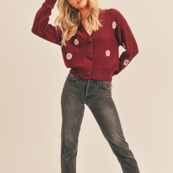 NWT Floral  Embroidered Cardigan Sweater - Picture 5 of 10